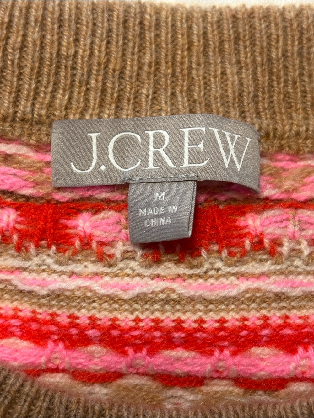 J. Crew Shrunken Fair Isle Crewneck Sweater M Hearts Teacher Valentine's Day - Picture 6 of 8